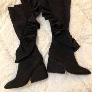 Jeffery Campbell knee high ruffle boots sz 10